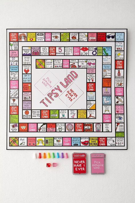 Dare Cards Ideas, Game Night Board Games For Adults, Tipsy Land Board Game Diy, Tipsy Land Game Diy, Diy Drinking Games Cards, Game Board Ideas Drinking, Drinking Card Games Diy, 21st Birthday Games Ideas, 21st Party Games