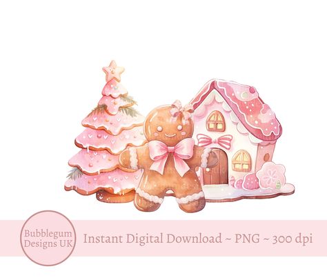 Pink Gingerbread Aesthetic, Pink Gingerbread Wallpaper, Pink Christmas Gingerbread, Pink Gingerbread, Christmas Gingerbread House, Santa Sack, Design Christmas, Christmas Gingerbread, Pink Christmas