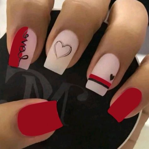 New 24pcs Press On Nails Red (Matte Look) Includes Double Sided Tape And Nail File Smoke & Pet Free Clean Home Edgy Nail Art, Red And White Nails, Pink Ombre Nails, Square Nail Designs, Edgy Nails, Simple Gel Nails, Nail Art Designs Summer, Color Nails, Pretty Gel Nails