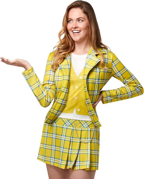 PRICES MAY VARY. Officially licensed Clueless costume for adults, look for trademark on label and packaging to help assure you've received authentic safety-tested item Costume jacket based on Cher's yellow plaid look, matching mini skirt, and tank top with printed vest front (socks not included) IMPORTANT: Costumes are sized differently than apparel, use the Rubie’s Size Chart image, do not choose based on child’s age or clothing size Combine with a friend in Dionne's costume, also available fro Cher Clueless Halloween Costume, Clueless Costume, Clueless Halloween Costume, Clueless Cher, Cher Clueless, Yellow Costume, Elegant Cocktail Dress, Costumes For Teens, Black Prom Dress