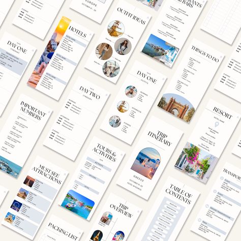 Travel in style with our fully customizable Trip Itinerary Template The most beautiful trip itinerary for the palm of your hand. Our digital travel itinerary Canva template is the perfect companion to organize and keep your travel plans at your fingertips during your next vacation. It's perfectly sized for convenient, mobile-viewing - perfect for while you're on-the-go. Hyperlinked pages offer a seamless experience. Edit and customize the template using the FREE version of Canva, save it as a PDF, and store in your phone! Easily duplicate pages to accommodate the length of your trip. Instructions are included on how to duplicate pages, save as a PDF, and more. Includes 2 versions One for a single destination trip, and one for a multi-destination trip. Whichever type of vacation you're plan Creative Itinerary Design, Itinerary Template Free, Trip Itinerary Template, Vacation Itinerary Template, Travel Template, Itinerary Design, Girls Trips, Travel Preparation, Holiday Templates