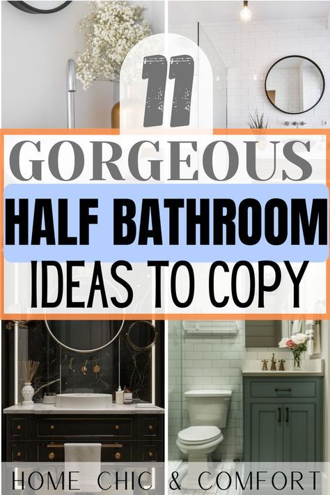 Looking for gorgeous half bathroom ideas for your home? This article gives you some of the best half bathroom decor ideas to elevate your bathroom in the most stunning way. Check this article out! Also includes ideas for small half bathroom ideas, small half bathroom, wallpaper bathroom ideas, and half bathroom wallpaper ideas! Beige Sink Bathroom Ideas, Green Half Bathroom Paint, Gallery Wall Half Bath, Scandinavian Half Bathroom, Ideas For Bathroom Remodel, Half Bathroom Remodel On A Budget, Powder Room Ideas Decor, Half Bathroom With Shower Ideas, Bathroom Washroom Combo