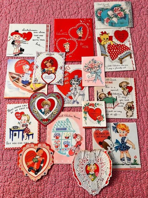 Vintage Valentines Lot of 16 Valentines Super Cute 16 Valentine Cards Old Valentines Cards, Vintage Valentine Aesthetic, 60s Valentines, Valentines Invitations, Home Made Valentines, Valentines Journal, Pop Up Valentine Cards, Retro Valentine Cards, Classic Valentines