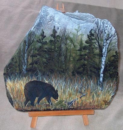 Images To Paint, Painted Pavers, Slate Rock, American Black Bear, Slate Art, Painted Slate, Art Coquillage, Painted Rock Animals, Bear Paintings