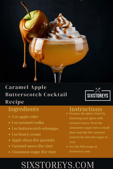 Caramel Apple Butterscotch Cocktail Recipe Caramel Apple Butterscotch Cocktail, Butterscotch Cocktail Recipes, Fall Inspired Alcoholic Drinks, Butterscotch Drinks, Caramel Cocktails, Butterscotch Cocktail, Apple Cocktail Recipes, Autumn Cocktails, Caramel Vodka