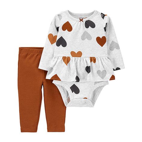 Carters Baby Girl Clothes, Carters Baby Clothes, Peplum Skirt, Peplum Hem, Kids Outfits Girls, Short Sleeve Bodysuit, Pant Set, Tops For Leggings