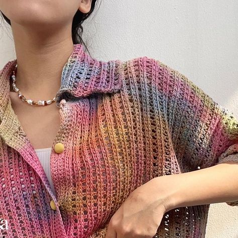 IamLanka on Instagram: "My favorite Jebel Button Up crochet pattern is now live!🎉 Make sure to get your copy while the pattern is still on sale for 15% off over the next 48 hours. I promise this pattern is a MUST-HAVE! You'll absolutely love it. 💗💗💗Don't forget to check out the link in @handmadebyhannalouise 's bio for the pattern. • • • • • • • #crochetpattern #crochetshirt #crochettop #crochetaddict #crochetersofinstagram #crocheteveryday #crochetinspiration #crochetinspo #crochetisfun #cr Button Up Crochet Top, Crochet Button Up, Crochet Buttons, 15 % Off, Crochet Shirt, Crochet Woman, I Promise, Crochet Clothes, Make Sure