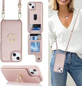 Lipvina for iPhone 13 Case with Card Holder for Women,iPhone 13 Phone Case with Strap,Crossbody Lanyard,Ring Stand,Snap Clasp,Cute Wallet Cases for iPhone 13 6.1 inch(Rose Gold) Cute Wallets, Ring Stand, Iphone 11 Pro Case, Crossbody Wallet, Wallet Phone Case, Phone Stand, Phone Wallet, Wallet Case, Lanyard