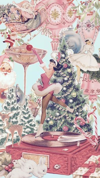 Christmas Ballet Wallpaper, Victorian Christmas Wallpaper, Girly Christmas Wallpaper Iphone, Couqutte Christmas, Christmas Phone Wallpaper Pink, Vintage Pink Christmas Wallpaper, Eloise Christmas Aesthetic, Vintage Pink Christmas Decor, Pink Vintage Christmas Aesthetic