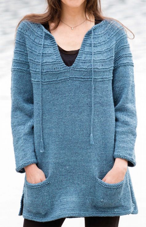 Pullover Sweater Knitting Pattern, Tunic Knitting Patterns, Knitting Patterns Free Sweater, Knitting Machine Patterns, Vogue Knitting, Tunic Pattern, Knit Tunic, Sweater Knitting Patterns, Free Knitting Pattern