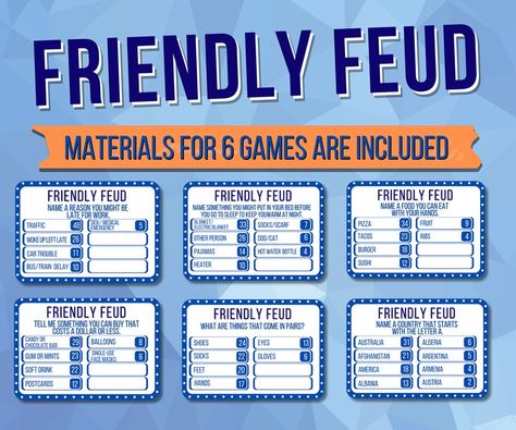 Family Friendly Feud Party Games Family Game Night Printable Group Family Reunion Game Team Game Family Fued Printable Trivia Question Cards - Etsy Trivia Question, Family Feud Game, Xmas Games, Test Games, Games Family, Reunion Games, 3 Strikes, Family Reunion Games, Christmas Trivia