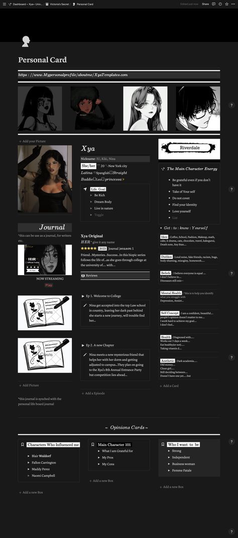 #Notion_Template_Cyberpunk #Google_Doc_Aesthetic_Template #Notion_Oc_Template #Notion_Author_Template Notion Oc Template, Notion Author Template, Notion Aesthetic Dark Mode, Goth Notion Template, Notion Template Ideas Dark Mode, Notion Gallery Icon Aesthetic, Notion Character Template, Notion Examples, Anime Graphic Design