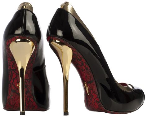 You won't be a blade runner in this Cesare Paciotti "blade-heel" peep-toe pump -- but no knave will want to cross swords with you. The "Cassia" is the latest in his line of blade heel shoes (note the signature dagger on the sole). Knife Heels Shoes, Cesar Paciotti Heels, Cesare Paciotti Dagger Heels, Cesare Paciotti Heels, Dagger Heels, Cross Heels, Heel Sandals For Women, Cesare Paciotti, Giuseppe Zanotti Shoes