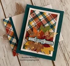 Gathered Leaves Harvest Blessings - Heartfelt Stamping Thanksgiving Cards Handmade Ideas, Thanksgiving Cards Stampin Up Ideas, Fall Cards Handmade, Thanksgiving Cards Handmade, Fall Greeting Cards, Thanksgiving Greeting, Harvest Blessings, Country Lane, Thanksgiving Greeting Cards