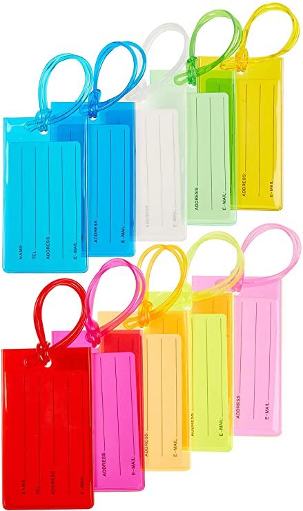 Amazon.com: 10 Pack Luggage Tag Suitcases Plastic Travel Bag & Baggage ID Label Tags (01 Mixed Colors): Clothing Pack Luggage, Travel Bag Tag, Business Travel Bag, Baggage Tags, Travel Tags, Label Tag, Packing Design, Tag Design, Packing Light