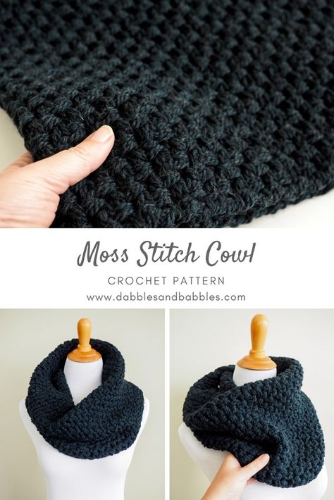 Moss Stitch Pattern, Cowl Crochet Pattern, Crochet Cowl Free Pattern, Different Crochet Stitches, Crochet Scarf Pattern, Cowl Crochet, Crochet Cowl Pattern, Amazing Crochet, Crochet Infinity Scarf