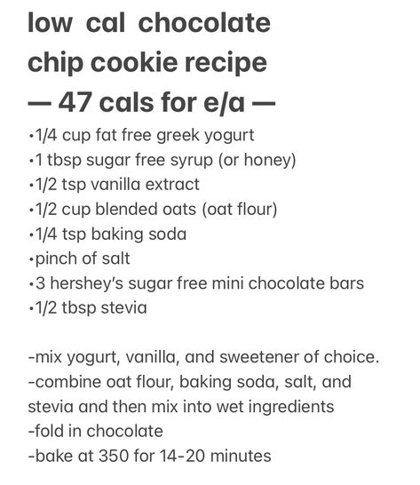 Low Cal Chocolate Chip Cookies, Low Cal Snacks To Buy, Low Cal Cookies Recipes, Low Cal Cookies, Low Cal Chocolate, Low Calorie Cookies, Low Calorie Baking, Food Calories List, Low Cal Snacks