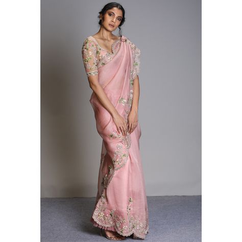 Sari, Anushree Reddy | Vogue India | Wedding Wardrobe Organza Blouse Designs, Organza Saree Blouse Designs, Pink Organza Saree, Anushree Reddy, Fancy Sarees Party Wear, Organza Blouse, Saree Designs Party Wear, Organza Sarees, Saree Blouse Designs Latest