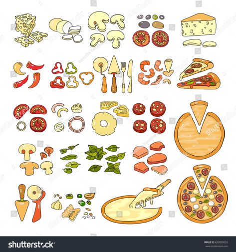 Pizza Icon, Pizza Vector, Cute Pizza, Pizza Logo, Stickers Ideas, Illustration Colorful, Architectural Logo, Cocktail Photography, Pizza Ingredients