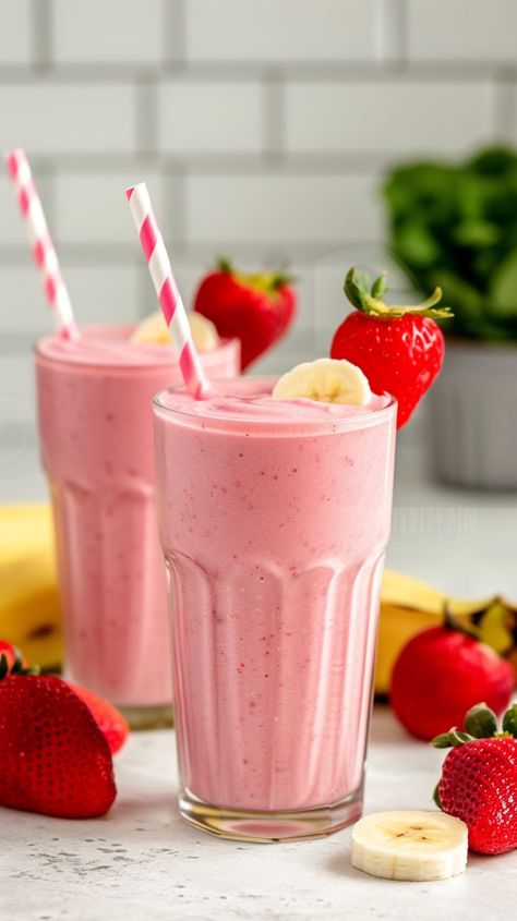 This pretty-in-pink strawberry banana smoothie recipe is a fun and fruity breakfast on the go! It’s fast, easy to make, and delicious to the last sip. Strawberry Banana Smoothie Recipe, Fruity Breakfast, Frozen Fruit Recipes, Smoothie Flavors, Smoothie Recipes Strawberry, Smoothie Fruit, Banana Smoothie Recipe, Strawberry Banana Smoothie, Easy Smoothie Recipes