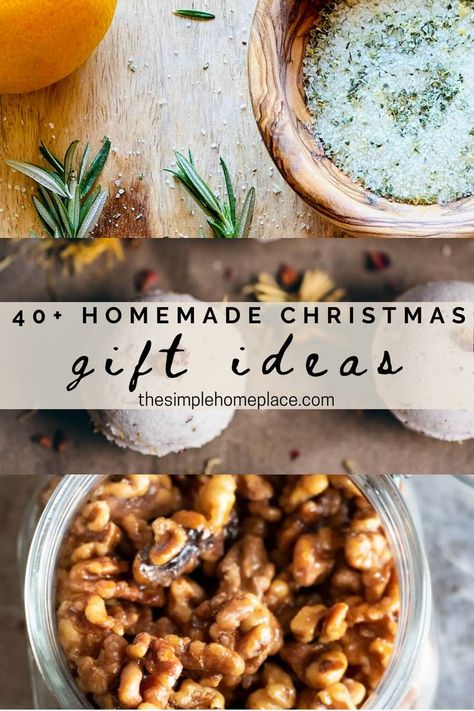 Need a last minute Christmas gift idea? Checkout over 40 homemade Christmas gift ideas including DIY gifts for relaxation, sewing projects, crochet patterns, homemade nut and candy recipes and more! Follow the link for the full list. #diychristmasgiftideas #diygiftideas #giftideas #gifts #christmas Home Made Food Gifts Christmas, Homemade Unique Gifts, Quality Homemade Gifts, Homestead Gifts Homemade Christmas, Homemade Natural Christmas Gifts, Diy Natural Christmas Gifts, Hot Chocolate Kit Gift Diy Christmas, Diy Christmas Dessert Gifts, Homemade Holistic Gifts