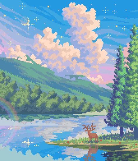 Misty lake✨🌸🟩🟦 Follow me--->@pixelworld.art . https://www.inprnt.com/gallery/pixelworld/ . . . Random Hashtags (ignore it) #pixilart #pixelartlandscape #clouds #sky #ghibli #aesthetic #pixel #retro #nintendo #minecraft #art #pixelartmagazine #pixelated #sunset #photography #design #instagood #instadaily #hashtag #anime #love #photooftheday #beautiful #photography #happy #picoftheday #cute #follow #followme #digitalart #nature Pixel Art Scenery, Minecraft Sky, Retro Nintendo, Ghibli Aesthetic, Misty Lake, Art Scenery, Pixel Art Landscape, Minecraft Art, Magazine Art