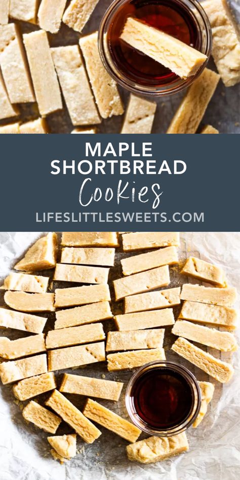 Experience the perfect balance of flavors with these Maple Shortbread Cookies. Rich butter and pure maple syrup come together for a delightfully sweet treat. #mapleshortbreadcookies #LifesLittleSweets #shortbread #maplesyrup Maple Shortbread Cookies, Maple Shortbread, Maple Syrup Cookies, Homemade Shortbread, Shortbread Cookies Christmas, Maple Cookies, Maple Syrup Recipes, Fall Recipes Pumpkin, Sweet Dips