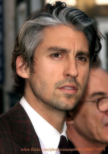 George Lamb, White Streak In Hair, Larry Lamb, Silver Hair Men, Dorian Grey, Black And Grey Hair, Gray Streaks, Dyed Hair Men, Grey Hair Dye