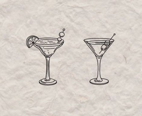 Matching Bartender Tattoos, Tiny Martini Tattoo, Lemon Drop Martini Tattoo, Small Martini Glass Tattoo, Martini Glass Drawing, Martini Glass Tattoo, Martini Tattoo, Muster Tattoos, Small Pretty Tattoos