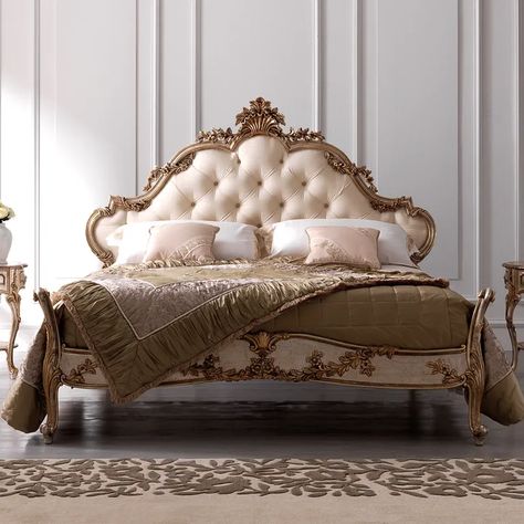 Rococo Bed, Luxury Bedroom Furniture, Classical Furniture, Bedroom Decor Design, Classic Bedroom, Bedroom Carpet, Upholstered Beds, Luxurious Bedrooms, Bedroom Set