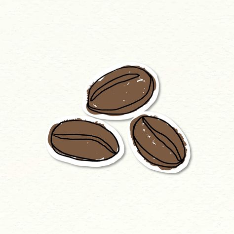 Coffee Bean Sticker, Coffee Beans Aesthetic, Coffee Stickers Aesthetic, Coffee Stickers Printable, Stickers Cafe, Coffee Sticker Design, Doodle Journal, Coffee Doodle, Beans Beans