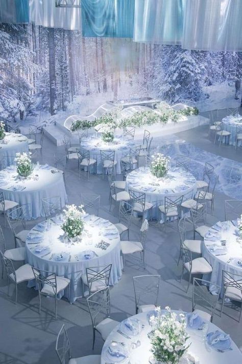 The Magical Holidays of Christmas & Winter ⛄️❄️🎄🎅🏻 | Would you have this theme for your wedding it’s beautiful ❄️🥶❄️ | Facebook Budget Wedding Decorations, Winter Wonderland Wedding Reception, Winter Wonderland Quince, Wedding Decor Aesthetic, Winter Wonderland Wedding Centerpieces, Frozen Wedding Theme, Quinceanera Winter Wonderland, Winter Wonderland Quinceanera, Sweet 16 Winter Wonderland