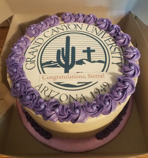 Grand Canyon University - Graduation Cake Grand Canyon University Graduation, Gcu Graduation, Graduation Party Purple, Grand Canyon University, College Education, University Graduation, Dream College, High School Life, Bachelors Degree