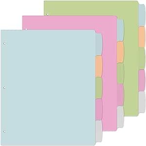 Jyusmile 3 Set 5-Tabs Binder Dividers, Index Dividers for 3 Ring Binder, Pastel Colors Plastic Dividers with 3 Punch Holes, 15 Pcs Dividers for School & Office Supplies Binder Tabs, Index Dividers, Binder Dividers, School Supply Labels, 3 Ring Binder, 3 Ring Binders, Back To School Shopping, Ink Toner, School Shopping