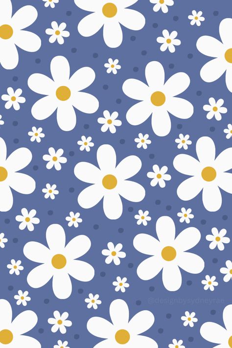 Blue Flower Background Aesthetic, Floral Phone Wallpaper, Flower Pattern Background, Daisy Flower Pattern, Cute Pink Background, Photo Deco, Neutral Wall Decor, Cute Blue Wallpaper, Wallpaper Flower