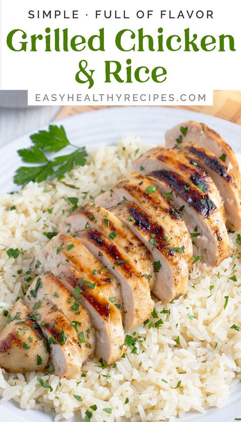 Grilled Chicken And Rice, Simple Grilled Chicken, Chicken And Rice Recipe, White Rice Recipes, Chicken And Rice Dishes, Meal Rotation, Easy Grilling Recipes, Easy Grilled Chicken, Ground Chicken Recipes