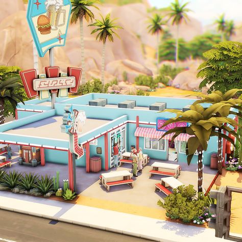 Sims 4 Oasis Springs Renovation, The Sims 4 Community Lot Ideas, Sims 4 Community Lot Builds, Ts4 Oasis Springs, Sims 4 Oasis Springs Community Lot, Community Lot Sims 4, Sims World Ideas, Oasis Springs Community Lot, Cool Sims 4 Builds