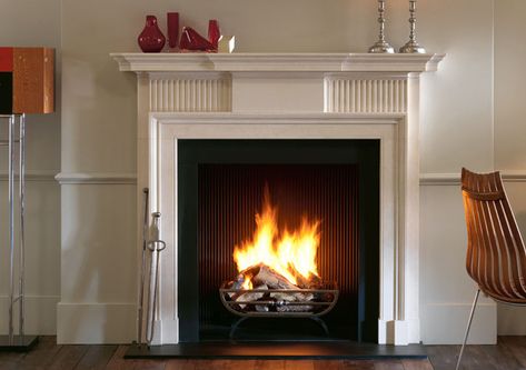 kedleston 2 Georgian Fireplace, Limestone Fireplace Surround, Georgian Fireplaces, Slate Hearth, Fire Basket, Limestone Fireplace, Fireplace Screens, Antique Fireplace, Home Fireplace