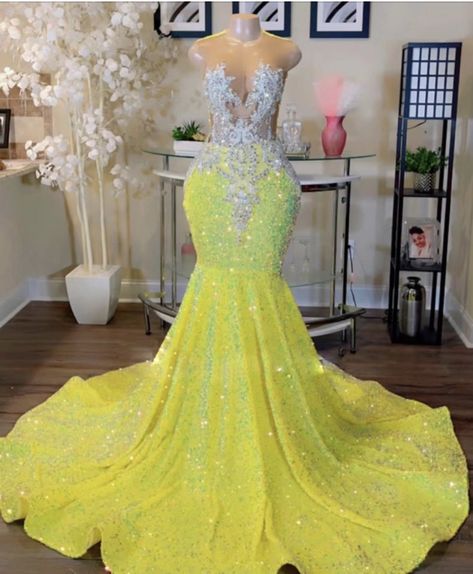 Yellow Prom Dresses With Sleeves, Prom Blowout, Sparkly Birthday Dress, Yellow Evening Gown, Yellow Prom Dresses, Sparkly Formal Dress, African Evening Dresses, Intimacy Quotes, Yellow Prom