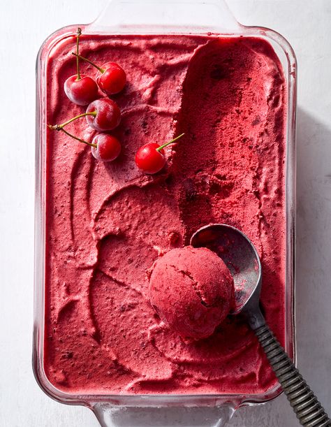 If you've got 10 minutes, you've got time to whip up this two-step puckery-tart sorbet recipe. #sorbet #homemadeicecream #quick #dessert #summer #bhg Cherry Sorbet, Ice Pop Recipes, Healthy Summer Desserts, Frozen Dessert Recipe, Sorbet Recipes, Healthy Ice Cream, Frozen Cherries, Cherry Recipes, Summer Dessert Recipes