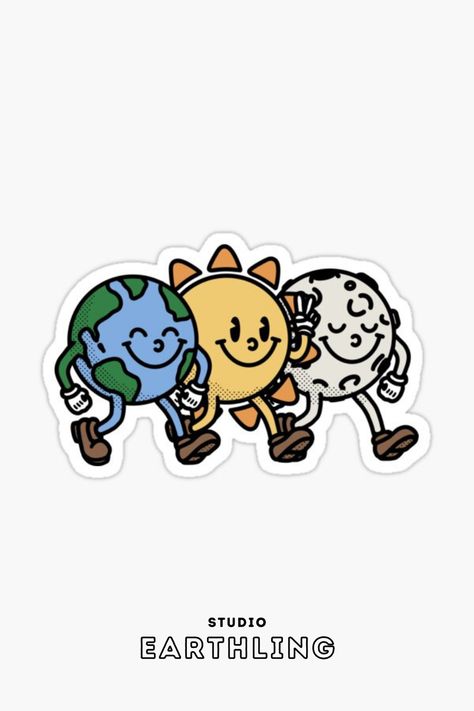 Earth Stickers Aesthetic, Positivity Stickers Aesthetic, Stickers Inspo Aesthetic, Hydroflask Aesthetic Stickers, Sticker Water Bottle Aesthetic, Aesthetic Stickers Redbubble, Iphone Stickers Aesthetic, Sun And Moon Friends, Laptop With Stickers Aesthetic