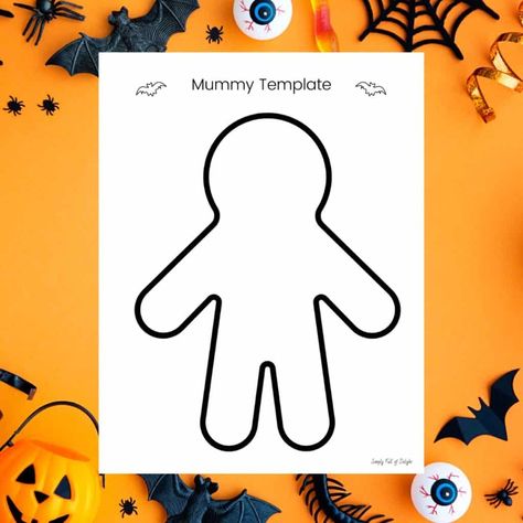 Mummy Marble Painting, Mummy Template Free Printable, Mummy Template, Mummy Craft, Craft For Halloween, Mummy Crafts, Marble Paint, Halloween Mummy, Marble Painting