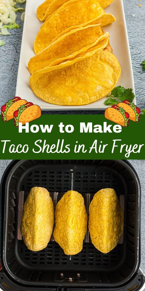 This Air Fryer Taco Shells recipe makes crispy taco shells! They are the perfect addition for taco night or just when you need a quick dinner! Air Fry Tortilla Shells, Healthy Taco Shells, Oven Taco Shells, How To Make Crunchy Taco Shells, Airfry Taco Shells, How To Bake Taco Shells In The Oven Corn Tortillas, Air Fryer Corn Tortillas For Tacos, Crispy Taco Shells In Air Fryer, Air Fried Taco Shells