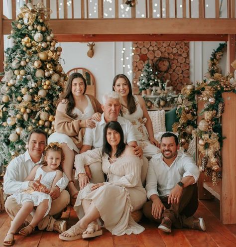 Family Xmas Photoshoot, Family Pictures Fireplace, Family Christmas Pictures Couch, Family Portrait Poses For 7, Kardashian Family Photoshoot, Elegant Family Christmas Photos, Christmas Family Photo Poses, Family Christmas Photos Studio, Extended Family Christmas Pictures