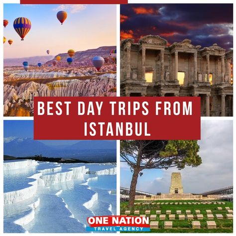 A great way to discover more of Turkey's history, culture, landmarks and natural highlights is by taking off on some of these top day trips from Istanbul. Book your experience here: https://www.onenationtravel.com/package-category/day-trips-from-istanbul/  Follow us on: Instagram: https://www.instagram.com/onenationtravel/ Facebook: https://www.facebook.com/onenationtravel/ • • #turkey #visitturkey #visitcappadocia #onenationtravel #seecappadocia #pamukkale #ephesus #gallipoli #ANZAC #turkeygram Istanbul Day Trips, Gallipoli Turkey, Day Trips From Istanbul, Cappadocia Balloon, Istanbul Trip, Istanbul Tours, Turkey History, Turkey Tour, Cave Hotel