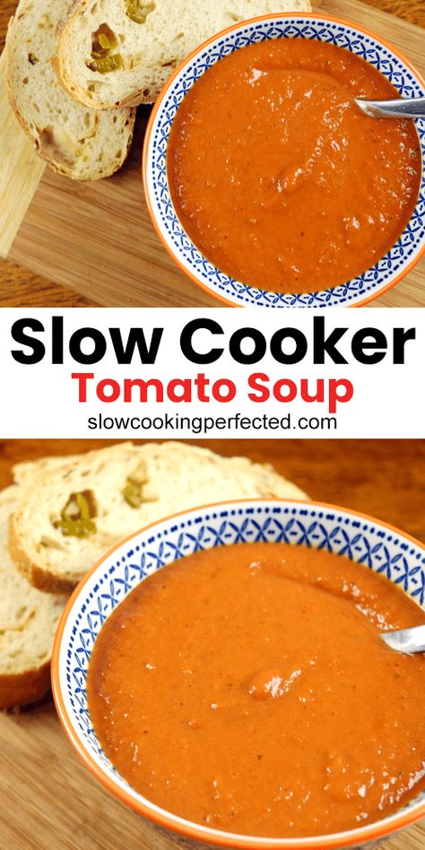 Slow Cooker Tomato Bisque Soup, Tomato Soup Recipe Crock Pot, Crockpot Tomato Bisque Soup, Fresh Tomato Soup Crock Pot, Crockpot Tomato Soup With Fresh Tomatoes, Perogi Casserole, Crock Pot Tomato Soup, Crockpot Tomato Soup, Tomato Soup From Scratch