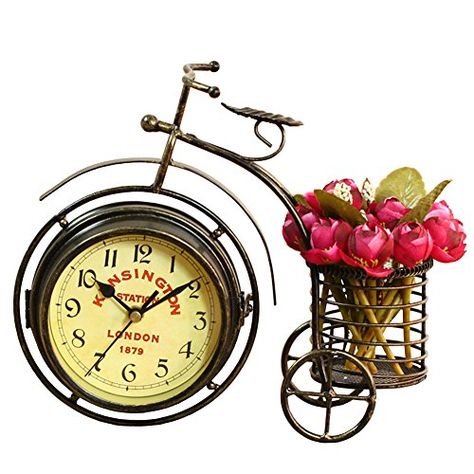 Office Desk Clock, Vintage Saat, Bicycle Clock, Jam Alarm, Farmhouse Tabletop, Clock Craft, Small Clock, Office Clock, Living Room Ornaments