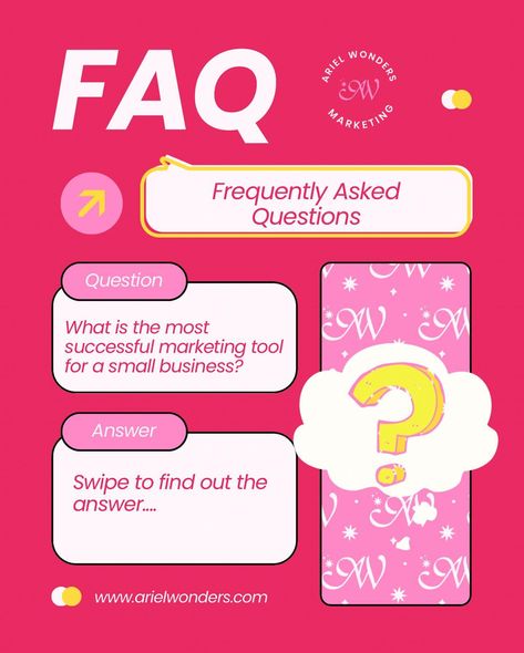 I’m using this Friday to answer a question recently asked. 🫶🏽 💭What is the most successful marketing tool for a small business? 🤔 Swipe to read the answer & if you have any questions. Send them my way! 💖 . . . . . #marketingquestions #smallbusinessmarketingtips #arielwonders #arielwondersmarketing #faq Paid Media, A Question, Small Business Marketing, Marketing Tools, My Way, Media Marketing, To Read, Small Business, Tools