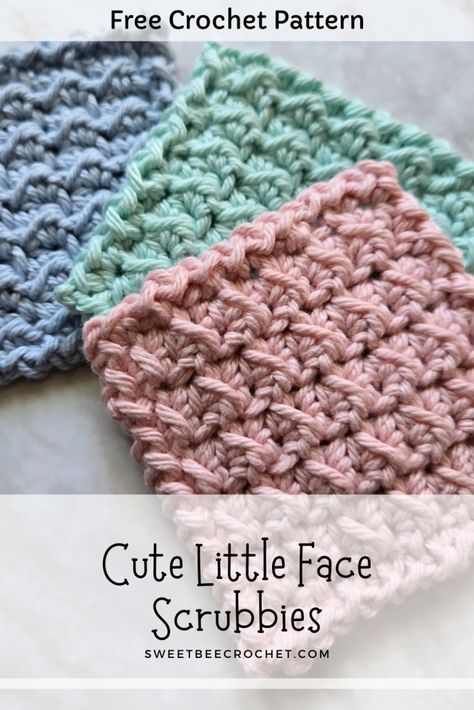 Crochet Face Scrubbies - Sweet Bee Crochet Lightweight Crochet Scarf, Scrubby Yarn Patterns, Scrubby Yarn Crochet, Crochet Washcloth Free Pattern, Crochet Face Scrubbies, Crochet Bathroom, Crochet Washcloth Free, Scrubbies Crochet Pattern, Crochet Washcloths