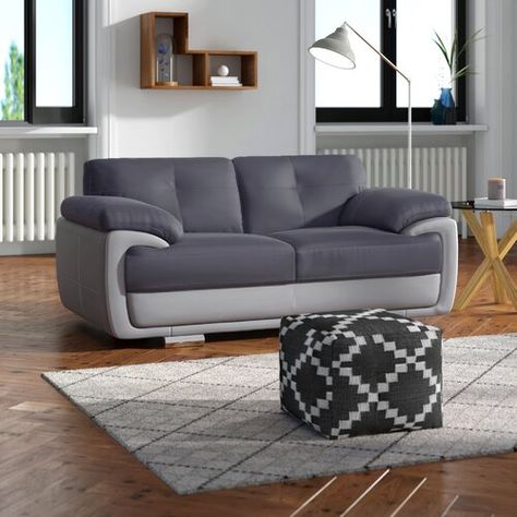 Park Avenue 2 Seater Sofa Zipcode Design Upholstery Colour: Two tone Grey Two Coloured Sofa, Sofa 2 Seater Modern, Two Seater Sofa Bedroom, 2seater Sofa Design, 2 Seater Sofa For Bedroom, One Seater Sofa, Sitting Ideas, Sofa Models, Trendy Sofa